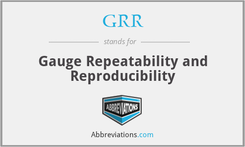 GRR - Gauge Repeatability and Reproducibility