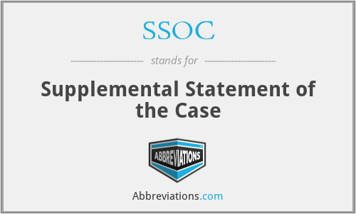 SSOC - Supplemental Statement of the Case