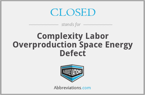 CLOSED - Complexity Labor Overproduction Space Energy Defect