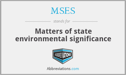 MSES - Matters of state environmental significance
