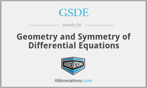 GSDE - Geometry and Symmetry of Differential Equations