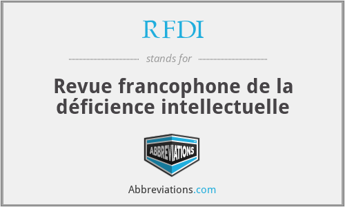 RFDI - Revue francophone de la déficience intellectuelle
