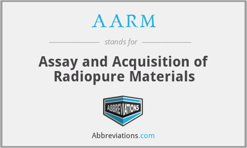 AARM - Assay and Acquisition of Radiopure Materials