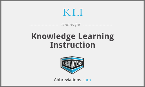 KLI - Knowledge Learning Instruction