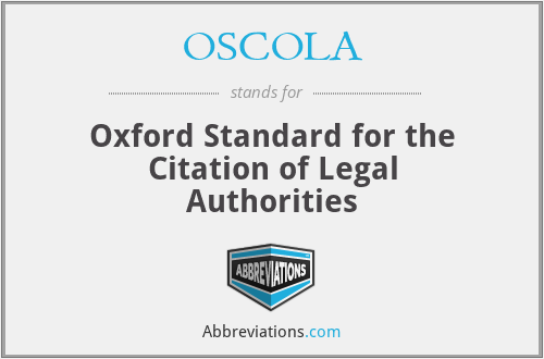 OSCOLA - Oxford Standard for the Citation of Legal Authorities