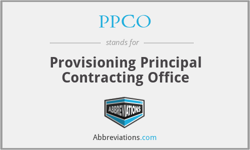 PPCO - Provisioning Principal Contracting Office