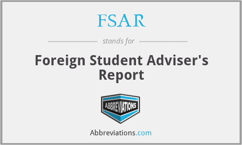 FSAR - Foreign Student Adviser's Report