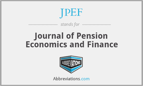 JPEF - Journal of Pension Economics and Finance