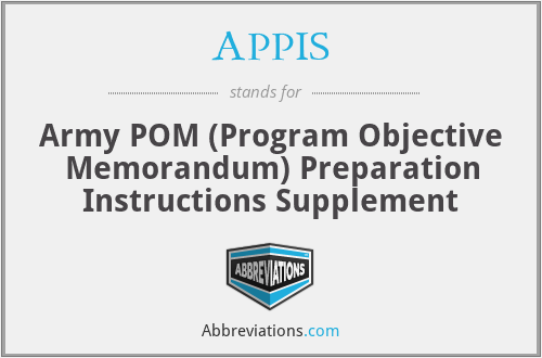 APPIS - Army POM (Program Objective Memorandum) Preparation Instructions Supplement