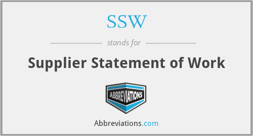 SSW - Supplier Statement of Work