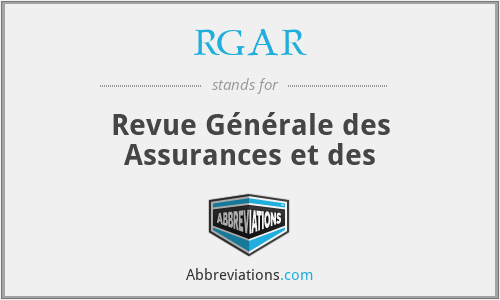 RGAR - Revue Générale des Assurances et des