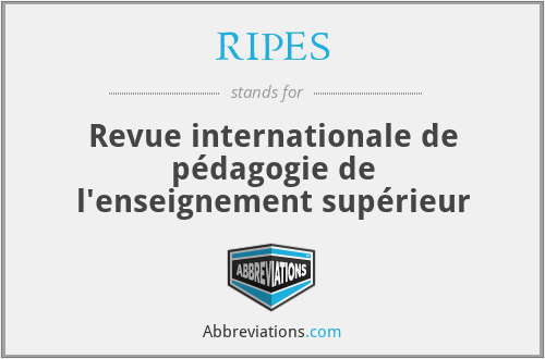 RIPES - Revue internationale de pédagogie de l'enseignement supérieur