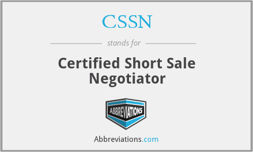 CSSN - Certified Short Sale Negotiator