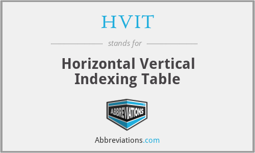 HVIT - Horizontal Vertical Indexing Table