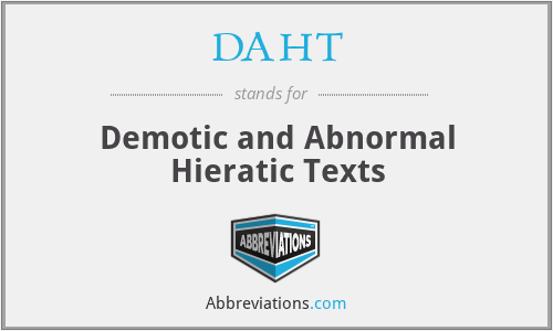DAHT - Demotic and Abnormal Hieratic Texts