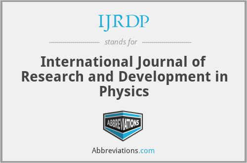 IJRDP - International Journal of Research and Development in Physics