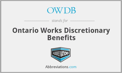 OWDB - Ontario Works Discretionary Benefits