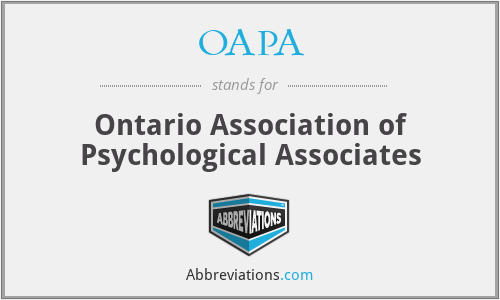 OAPA - Ontario Association of Psychological Associates