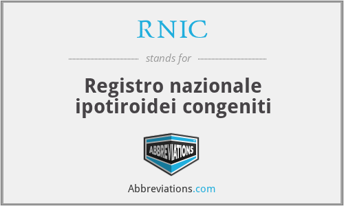 RNIC - Registro nazionale ipotiroidei congeniti