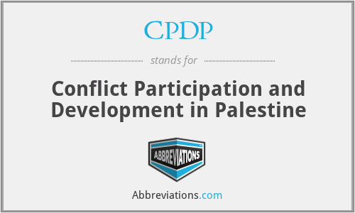 CPDP - Conflict Participation and Development in Palestine
