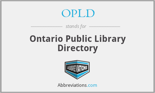 OPLD - Ontario Public Library Directory