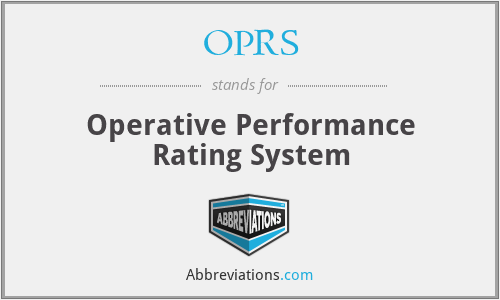 OPRS - Operative Performance Rating System