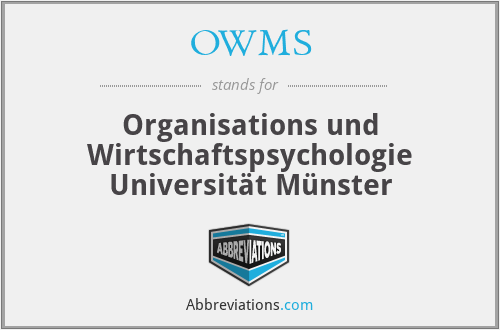 OWMS - Organisations und Wirtschaftspsychologie Universität Münster