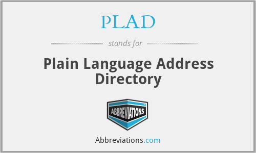 PLAD - Plain Language Address Directory