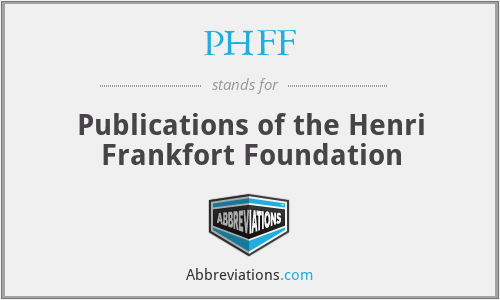 PHFF - Publications of the Henri Frankfort Foundation