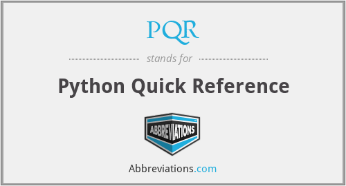 PQR - Python Quick Reference