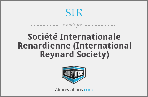 SIR - Société Internationale Renardienne (International Reynard Society)
