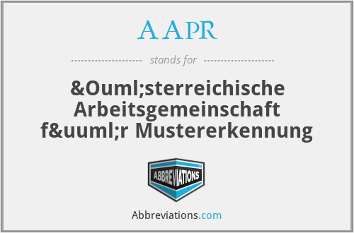 AAPR - Österreichische Arbeitsgemeinschaft für Mustererkennung