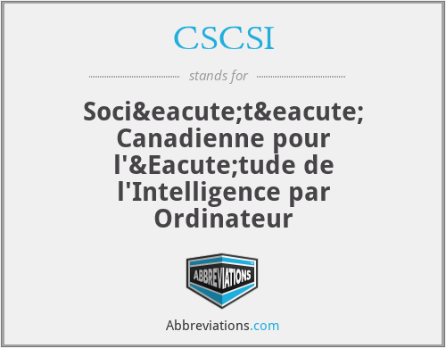 CSCSI - Société Canadienne pour l'Étude de l'Intelligence par Ordinateur