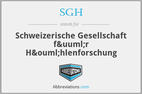 SGH - Schweizerische Gesellschaft für Höhlenforschung