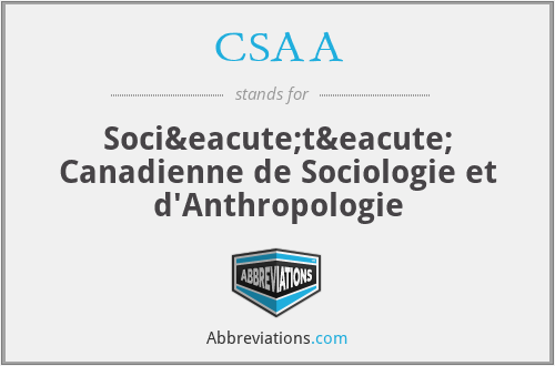 CSAA - Société Canadienne de Sociologie et d'Anthropologie