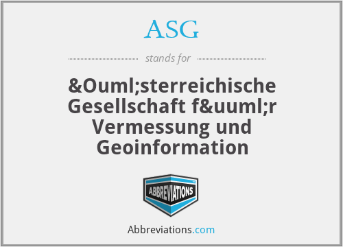 ASG - Österreichische Gesellschaft für Vermessung und Geoinformation