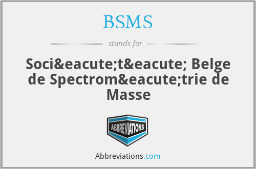 BSMS - Société Belge de Spectrométrie de Masse