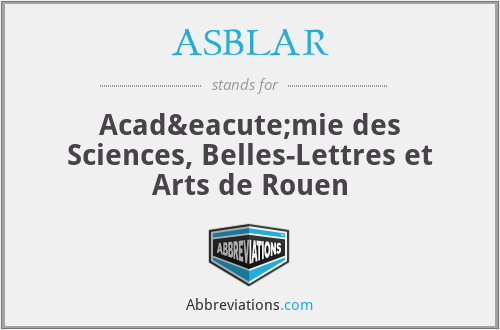 ASBLAR - Académie des Sciences, Belles-Lettres et Arts de Rouen