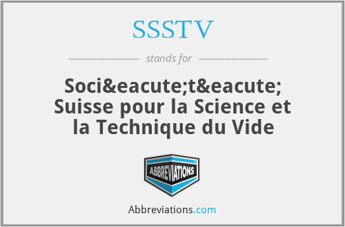 SSSTV - Société Suisse pour la Science et la Technique du Vide