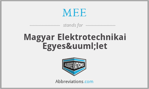 MEE - Magyar Elektrotechnikai Egyesület
