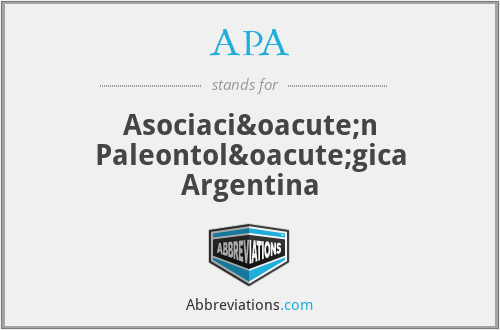 APA - Asociación Paleontológica Argentina