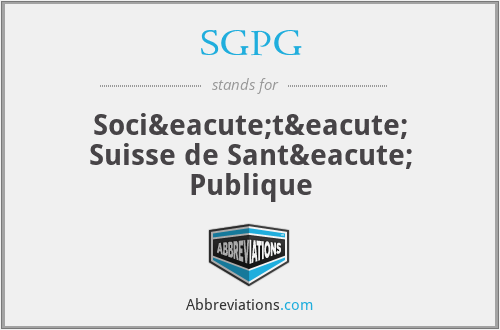 SGPG - Société Suisse de Santé Publique