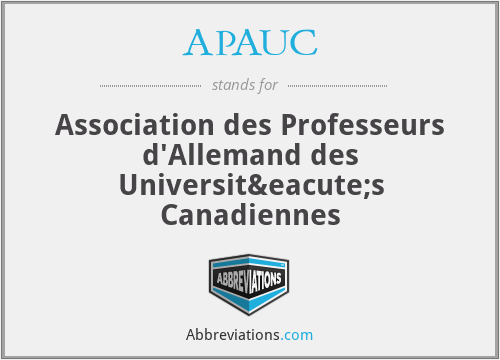 APAUC - Association des Professeurs d'Allemand des Universités Canadiennes