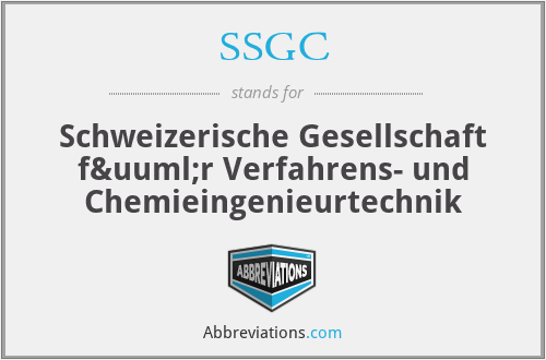 SSGC - Schweizerische Gesellschaft für Verfahrens- und Chemieingenieurtechnik