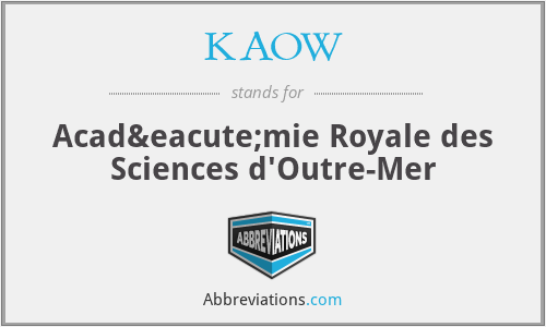 KAOW - Académie Royale des Sciences d'Outre-Mer
