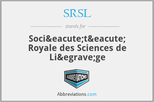 SRSL - Société Royale des Sciences de Liège