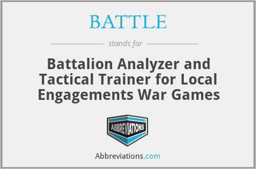 BATTLE - Battalion Analyzer and Tactical Trainer for Local Engagements War Games
