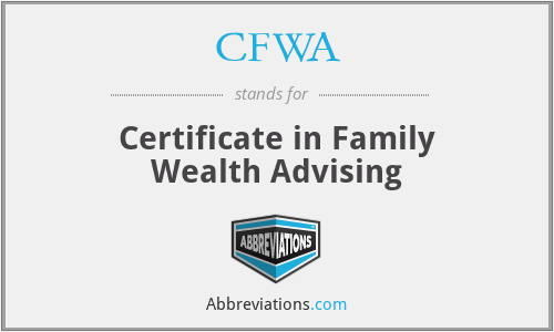 CFWA - Certificate in Family Wealth Advising