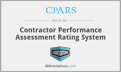 CPARS - Contractor Performance Assessment Rating System