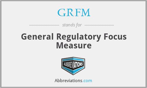 GRFM - General Regulatory Focus Measure